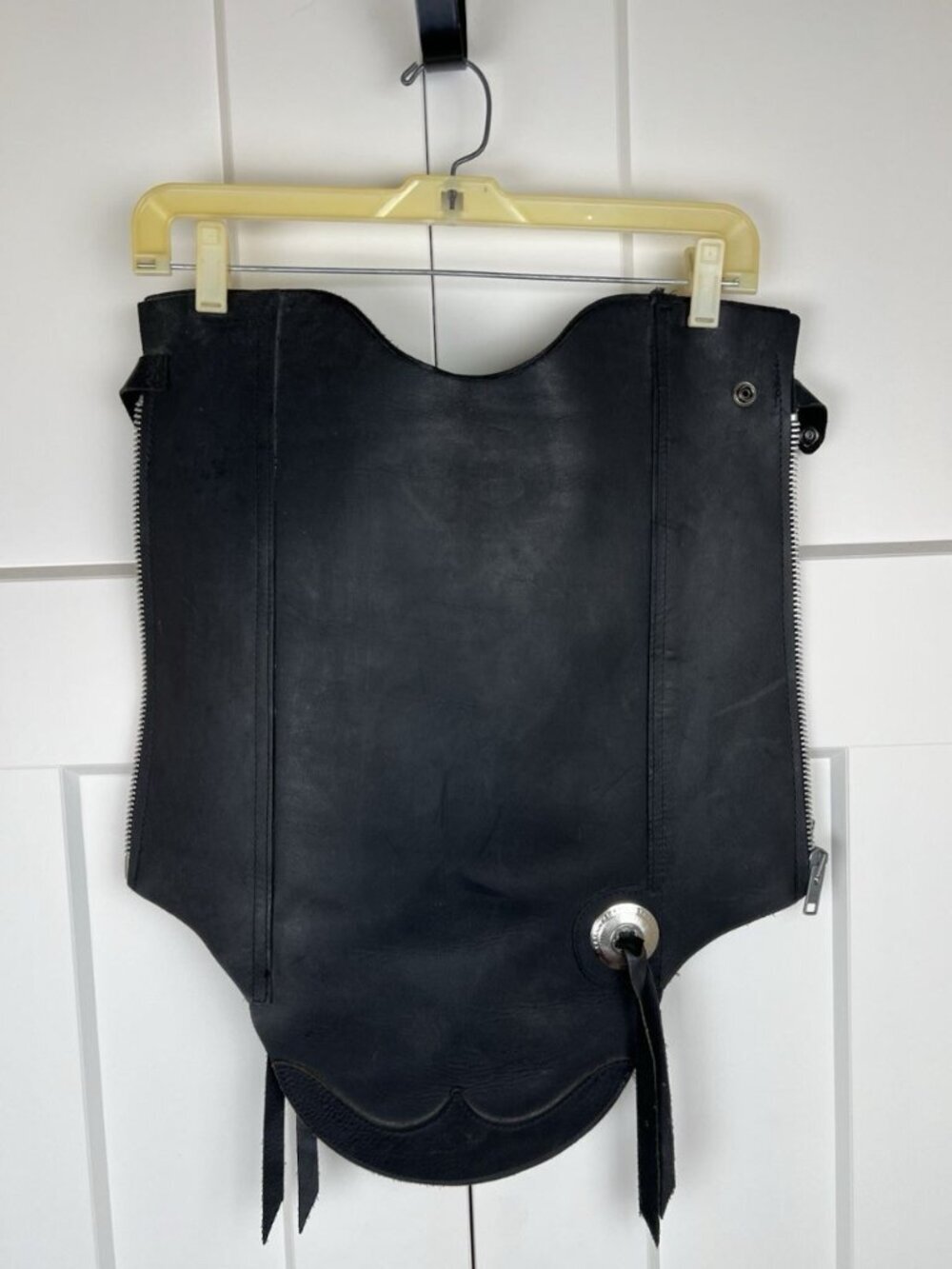 Leather Legs Motorcycle Lower Leg Protectors Black Leather Gaiters Chaps Size L